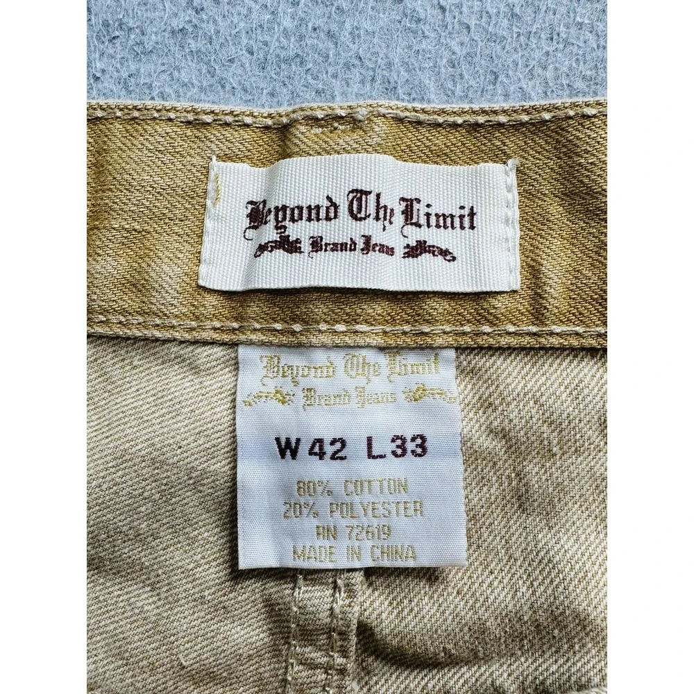 Beyond The Limit Jeans Men 42 (39x31) Tan Khaki Straight Leg Denim Casual Rugged